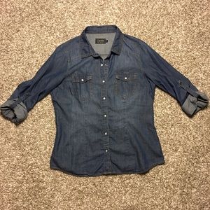 Cavalini blue jean button up top